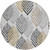 8' Silver Gray And Gold Round Floral Washable Indoor Outdoor Area Rug