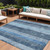 10' X 14' Blue And Gray Striped Washable Indoor Outdoor Area Rug - Blue, Gray