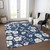 10' X 14' Navy Blue And Ivory Floral Washable Indoor Outdoor Area Rug - 880016438710