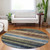 8' Blue And Brown Round Striped Washable Indoor Outdoor Area Rug