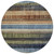 8' Blue And Brown Round Striped Washable Indoor Outdoor Area Rug