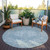 8' Sky Blue And Ivory Round Oriental Washable Indoor Outdoor Area Rug