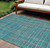 10' X 14' Teal Blue Gray And Brown Striped Washable Indoor Outdoor Area Rug