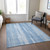 10' X 14' Sky Blue And Denim Blue Botanical Leaves Washable Indoor Outdoor Area Rug
