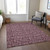 8' X 10' Merlot Mauve And Ivory Floral Washable Indoor Outdoor Area Rug