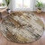 8' Brown And Beige Round Abstract Washable Indoor Outdoor Area Rug - 880016691634