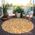 8' Orange And Ivory Round Geometric Washable Indoor Outdoor Area Rug - 880016861518