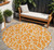 8' Orange And Ivory Round Geometric Washable Indoor Outdoor Area Rug - 880016861518