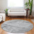 8' Gray And Silver Round Abstract Washable Indoor Outdoor Area Rug - Gray, Silver