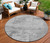 8' Gray And Silver Round Abstract Washable Indoor Outdoor Area Rug - Gray, Silver