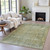 9' X 12' Green And Ivory Abstract Washable Indoor Outdoor Area Rug - Green, Ivory