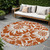 8' Round Rust and Ivory Round Floral Washable Non Skid Indoor Outdoor Area Rug