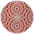 8' Red Beige And Ivory Round Floral Medallion Washable Indoor Outdoor Area Rug
