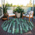 8' Sage Teal Blue And Emerald Round Striped Washable Indoor Outdoor Area Rug