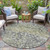 8' Olive Green And Gray Round Abstract Washable Indoor Outdoor Area Rug - Olive Green, Gray