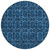8' Round Navy and Gray Round Floral Medallion Washable Non Skid Indoor Outdoor Area Rug