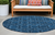 8' Round Navy and Gray Round Floral Medallion Washable Non Skid Indoor Outdoor Area Rug