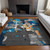 9' X 12' Charcoal Copper And Teal Blue Abstract Washable Indoor Outdoor Area Rug