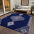 9' X 12' Navy Blue Gray And Brown Oriental Washable Indoor Outdoor Area Rug