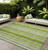 9' X 12' Green Striped Washable Non Skid Indoor Outdoor Area Rug