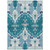 8' X 10' Teal Blue Navy Blue And Gray Ikat Washable Indoor Outdoor Area Rug