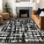 10' X 14' Black Gray And Ivory Striped Washable Indoor Outdoor Area Rug - Black, Gray, Ivory