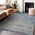 8' X 10' Navy Blue And Beige Abstract Washable Indoor Outdoor Area Rug - Navy Blue, Beige