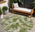 8' Olive Green And Ivory Round Abstract Washable Indoor Outdoor Area Rug