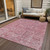 10' X 14' Pink Blush And Charcoal Floral Washable Indoor Outdoor Area Rug