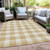 10' X 14' Gold And Beige Plaid Washable Indoor Outdoor Area Rug