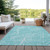 10' X 14' Teal Blue And Ivory Abstract Washable Indoor Outdoor Area Rug - Teal Blue, Ivory