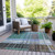 10' X 14' Teal Blue Brown And Ivory Striped Washable Indoor Outdoor Area Rug