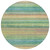 8' Artichoke Green Peach And Teal Blue Round Striped Washable Indoor Outdoor Area Rug