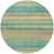 8' Artichoke Green Peach And Teal Blue Round Striped Washable Indoor Outdoor Area Rug