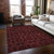 8' X 10' Burgundy and Black Floral Medallion Washable Non Skid Indoor Outdoor Area Rug