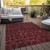 8' X 10' Burgundy and Black Floral Medallion Washable Non Skid Indoor Outdoor Area Rug