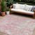 8' X 10' Pink Gray And Ivory Abstract Washable Indoor Outdoor Area Rug