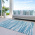 10' X 14' Teal Blue And Ivory Abstract Washable Indoor Outdoor Area Rug Modern Style - Teal Blue, Ivory Color