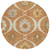 8' Orange Copper And Gray Round Medallion Washable Indoor Outdoor Area Rug