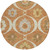 8' Orange Copper And Gray Round Medallion Washable Indoor Outdoor Area Rug