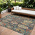 8' X 10' Navy Blue Terra Cotta And Beige Damask Washable Indoor Outdoor Area Rug
