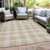 9' X 12' Beige And Gray Plaid Washable Indoor Outdoor Area Rug