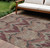 9' X 12' Burgundy Beige And Charcoal Ikat Washable Indoor Outdoor Area Rug