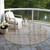 8' Ivory Pink And Copper Round Striped Washable Indoor Outdoor Area Rug