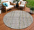 8' Ivory Pink And Copper Round Striped Washable Indoor Outdoor Area Rug