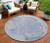 8' Sky Blue And Denim Blue Round Abstract Washable Indoor Outdoor Area Rug - Sky Blue, Denim Blue