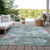 9' X 12' Blue And Teal Blue Abstract Washable Indoor Outdoor Area Rug - Blue, Teal Blue