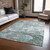 9' X 12' Blue And Teal Blue Abstract Washable Indoor Outdoor Area Rug - Blue, Teal Blue