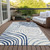 10' X 14' Ivory And Navy Blue Abstract Washable Indoor Outdoor Area Rug