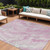 9' X 12' Pink And Silver Abstract Washable Indoor Outdoor Area Rug